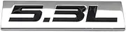 Car Styling Metal 5.3L Badge Side Door Emblem Sticker Decal Accessories Car Logo(Silver with B)