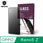 T.G OPPO RENO5 Z 5G 全包覆滿版鋼化膜手機保護貼-防窺(防爆防指紋)