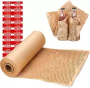 Honeycomb Packing Paper Wrap 15"X131' Roll with 20 Fragile Stickers