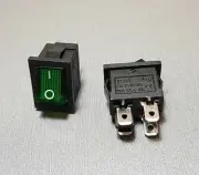 KCD1-104N DPST Green Illuminated Rocker Switch 6A 250V 2PCS