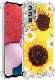 [Yodueiv] Phone Case for Galaxy A13 4G/A13 LTE 4G (Not for A13 5G) SM-A135F Case for Girls Women, Soft Clear TPU Protective Transparent Case Cover for Samsung Galaxy A13 4G 2022 (Sunflower)