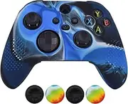 Skin for Xbox Series Controller,Hikfly Cover Compatible with Xbox Series X/S Controller Grips Case Non-Slip Studded Silicone Controller Cover with 4pcs Thumb Grips Caps(CamoBlue)