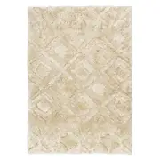 Kitz Beige Cream Diamond Shag Rug