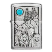 Zippo Refillable Windproof Metal Constructed Wolfpack Brushed Chrome Lighter