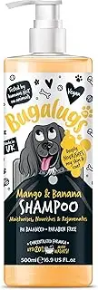 BUGALUGS Dog Shampoo Tropical Mango & Banana dog grooming shampoo products for smelly dogs with fragrance, best puppy shampoo (500ml), Light Orange