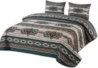 Colorful Geometrically Designed 3 Piece King Size Quilt Bedding Set