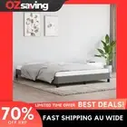 bed frame dark grey double size fabric 137x187 cm sturdy plywood 6759
