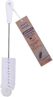 White Magic Foam-Tipped Baby Bottle Washing Brush – 34cm, Made in USA, BPA-Free, Gentle Dual-Action Foam Tip, Efficient Cleaning for Bottles and Baby Accessories, Ergonomic Grip