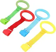 INOOMP 4pcs Pull Ring Ergonomic Crib Hand Pull Rings for Standing Support Detachable Design Safe and Comfortable for Use for Nursery and Playpen Activities