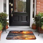 Front Door Mat Indoor Outdoor Welcome Mat Non Slip Floor Mat Beach Sunrise Doormat for Entryway Rug Inside Outside Entry, Porch, Bathroom Rug Carpet 16" x 24" Mat