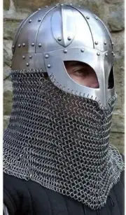 Viking Helmet Battle Armor 18G Steel and Chainmail Mask Helmet Silver Rustic