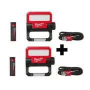 Milwaukee Flood Light 550 Lumens LED REDLITHIUM Pivoting Magnetic Base (2-Pack)