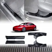 Tesla Model 3 Highland 2023-2025 Carbon Fiber Style Front Rear Door Sill Plate Protector Car Threshold Scuff Trim Covers Guards Accessories
