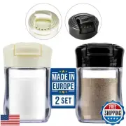 CRYSTALIA Clear Plastic Camping Salt and Pepper Shakers, 2 Pack Mini Salt and