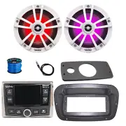 JBL Marine Radio, 2x 6.5" 225W LED White Speakers w/ANT,Wire,Spa Bezel, Adapter
