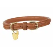 Digby & Fox Rolled Leather Dog Collar (Small, Tan)