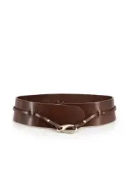 Brown Leather Wide Clasp Belt