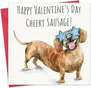 Twizler Funny Valentine's Day Card with Cheeky Sausage Dog - Valentine Card for Husband Wife or Boyfriend Girlfriend - Valentine's Card for Him Her or Fiancé Fiancée Partner