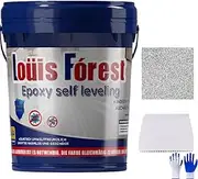 Louis Forest Floor Paint, Waterproof Water Based Epoxy Floor Paint, High Gloss Marble Effect Epoxy with Scraper (white gray,0.5 Liters)