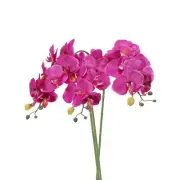 3Pcs 31" 7 Heads Artificial Orchid Stems Faux Silk Phalaenopsis, Purple