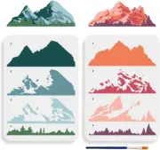 2Pcs Layered Mountain Stencil 11.7×8.3Inch Large Nature Mountain Forest Stencil