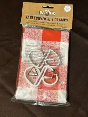 MR. BAR-B-Q Red And White Tablecloth Table Cover New With Clamps Party Picnic ￼￼