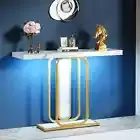 Tribesigns Modern Gold White Console Table with LED Lights, Entryway Hallway Foy