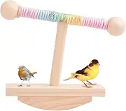 Acunny Bird Stand for Parrots, Bird Scratching Toy for Claw Care, Wooden Table Swing Stand for Budgies, Cockatiels, African Greys, Beo and Ornamental Birds