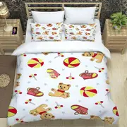 v1562 Bed Sheets Cartoon Pattern Quilt Duvet Cover Set Comforter Cover Pillowcase Children3-Piece Bedding Set (1 Duvet Cover + 2 Pillow Shams) Bed Sh