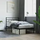 King Single Black Metal Bed Frame with Headboard 107x203 cm No Mattress
