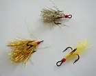 VINTAGE - 3 LURES / FLIES - ONE OF A KIND - WITH SHINY SKIRTS - SEE PHOTOS