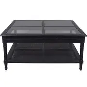 DA Polo Glass Top Square Coffee Table with Shelf