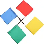 [DRESSOOS] Stainless Steel Flagpoles Waving Flags Set 4pcs Warning Signals for Sports Safety Events