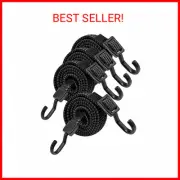 Bungee Cords w/ Hooks Heavy Duty, Flat Adjustable Bungee Cords 4pk w/ Hooks 40"