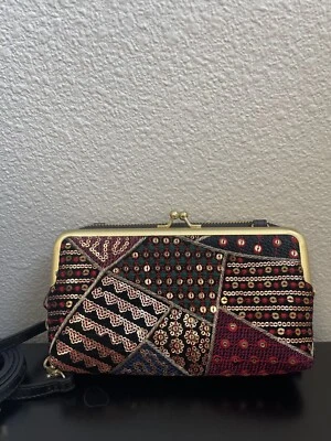 NWT $99 Patricia Nash Missoula Frame Bag Velvet Patchwork Crossbody Clutch multi