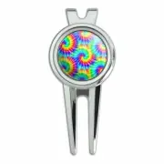 Tie Dye Pattern Golf Divot Repair Tool and Ball Marker