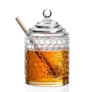 "Vintage Beehive Honey Pot Jar with Lid & Wooden Dipper: Sweeten Your Moments!"