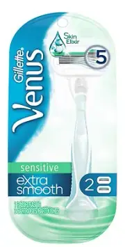 GILLETTE Venus Sensitive Extra Smooth Razors 1 Handles + 2 Refill Cartridges