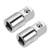 2pcs 3/8" Drive (F) x 1/2" (M) Socket Reducer Adapter, Female to Male, Silver