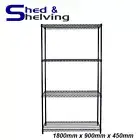 Wire Mesh Cool Room Shelving Black Epoxy Coated Kitchen Laundry 1800x900x450mm