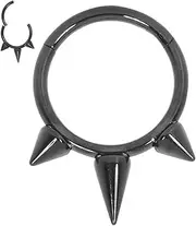 [Pierced Koala] 2PCS Surgical Steel 16G Spike Hoop Septum Jewellery Hinged Segment Ring Body Piercing Nose Hoop Lip Clicker Tragus Daith Eyebrow Ring Helix Cartilage Rook Earrings
