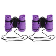 2pcs Toy Binoculars 4X30 Compact Foldable Binoculars Purple with Neck Strap
