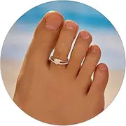 [LOVPEPY] CZ Heart Open Toe Ring for Women 925 Sterling Silver Dainty White Cubic Zirconia LOVE Toe Ring Summer Beach Adjustable Foot Ring Jewelry