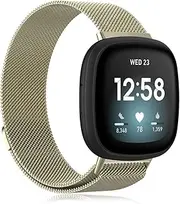 [POATOW] Bands Compatible with Fitbit Sense and Versa 3 Smartwatch Women Men,Stainless Steel Metal Mesh Magnetic Band Replacement for Sense/Versa 3