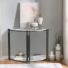 2Tier Half Moon Console Table Sintered Stone Top Entrance Hall Table for Hallway
