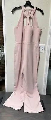 BCBGMaxazria Womens Overall Pants Jumpsuit Dusty Pink 'Marlin' Size L Wide Leg