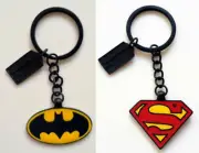 1x Batman or Superman Key Ring Keyring Tag badge hanger Novelty Gift for him