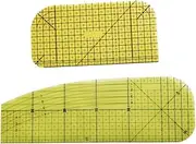 TEHAUX 2Pcs Heat Resistant Quilting Ironing Ruler Sewing Tool for Patchwork and Hemming, Hot Hemmer Ruler for Tailor Craft, Yellow Plastic Measuring Tape