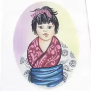 HAND PAINTED NEEDLEPOINT CANVAS: ORIENTAL ASIAN THEME CHILD BM