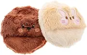 PACKOVE Soft Velvet Powder Puff 2pcs Cartoon Design Long Plush for Face Body Makeup